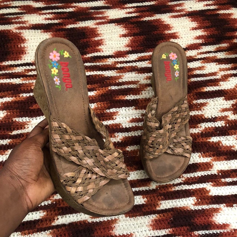 Y2K Bongo Chunky Platform Sandals Heels Wedges Mules Criss Cross Slip on Bratz